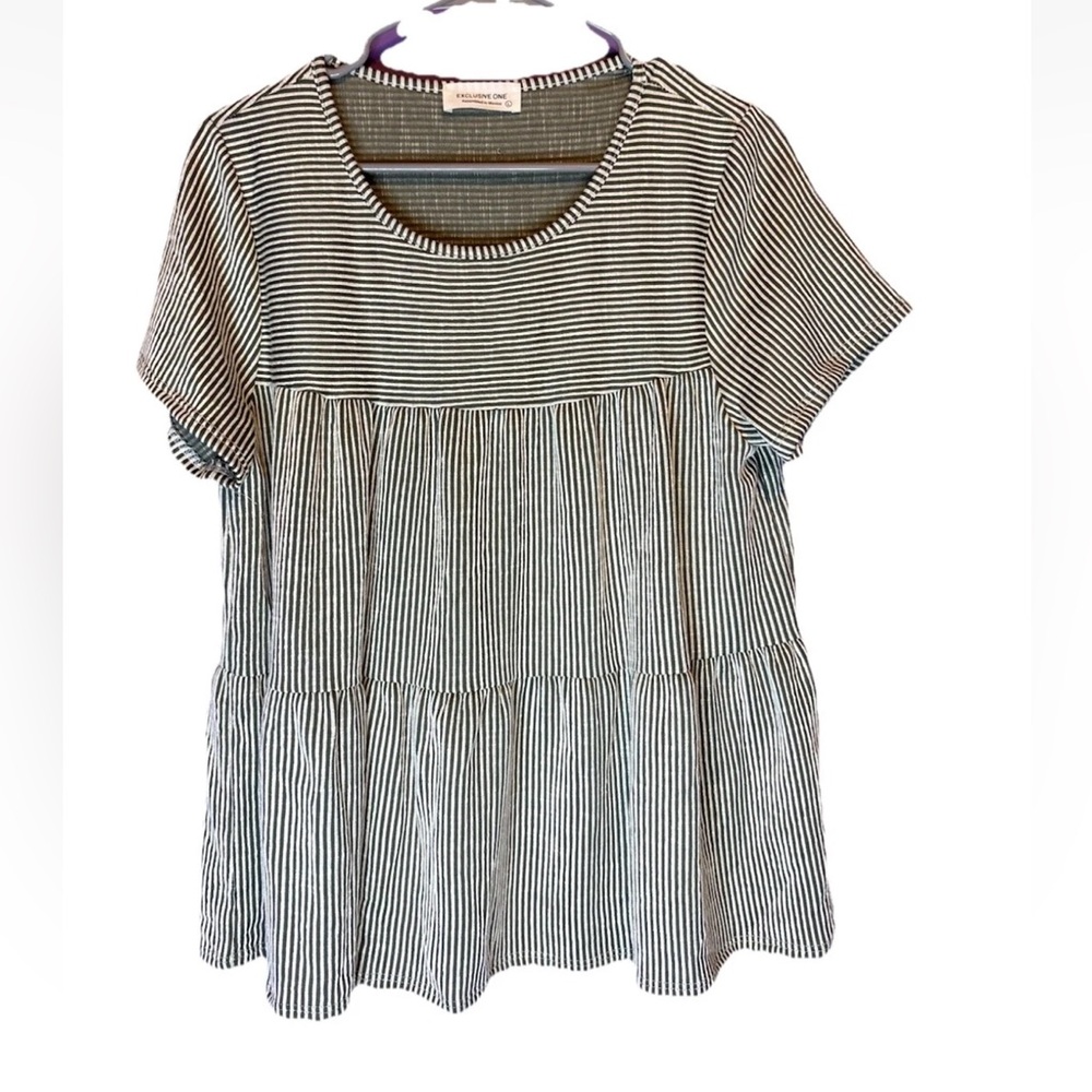 Exclusive One Woman’s Blouse Top Striped Size Large